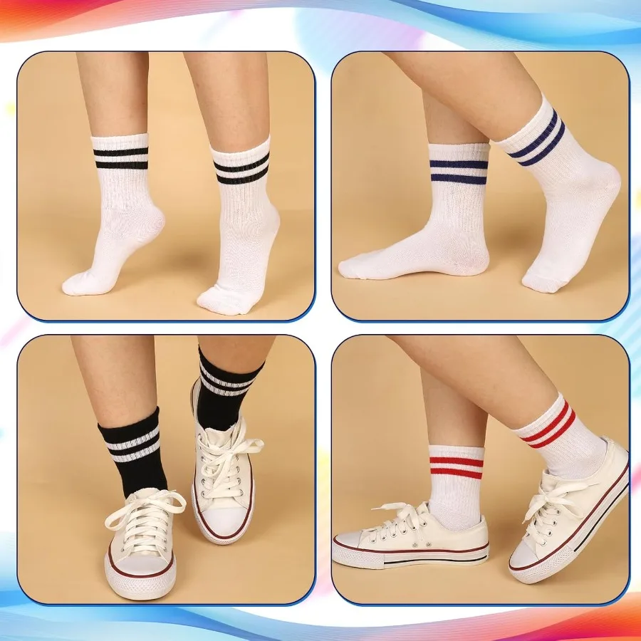 8 pares de calcetines a rayas para deportes atléticos y correr, tela suave y transpirable, ideales para entrenamientos de gimnasio, tiempo libre y diario