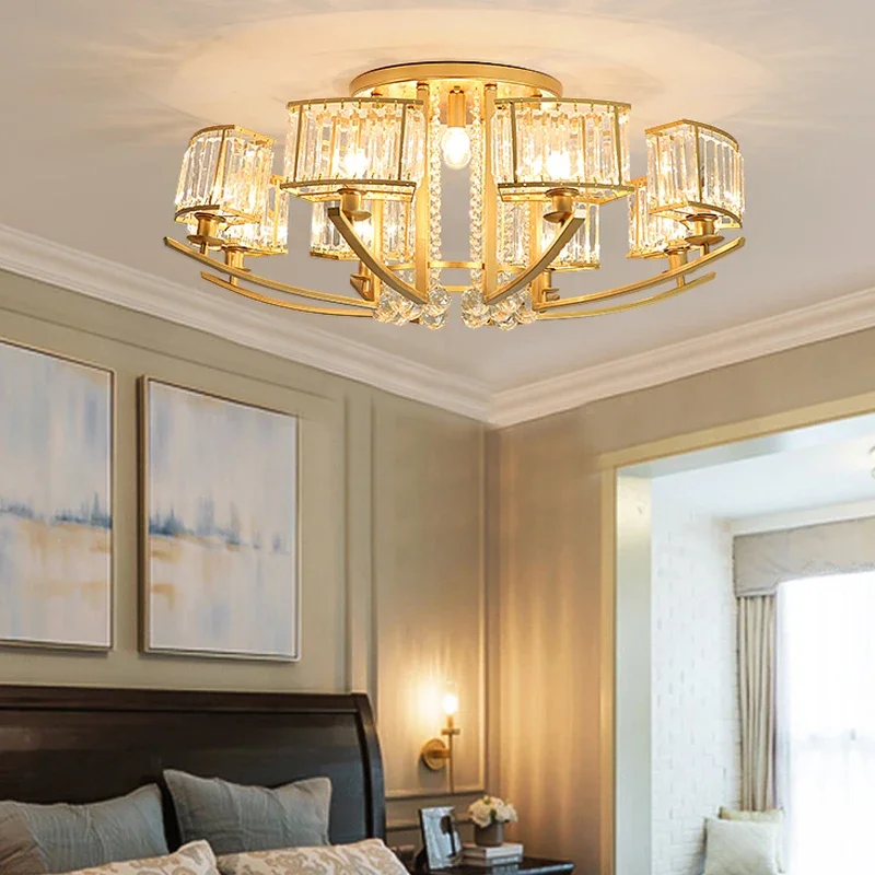 Retro Luxury LED Chandelier - Crystal Style & Black Iron Design with E14 Light, Suitable for Living Room, Dining Room, Kitchen