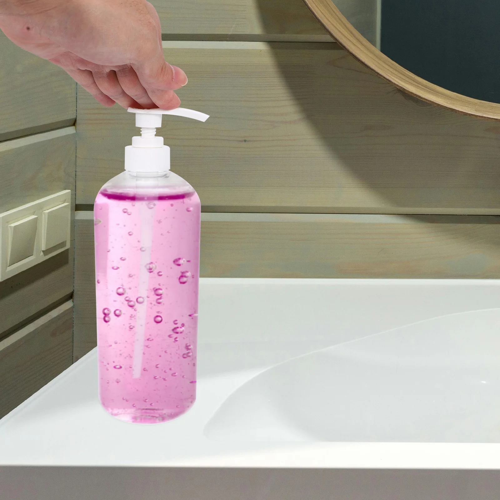

2pcs 1000ml Pump Bottle Clear Soap Dispenser Portable PET Material Shampoo Shower Gel Container Travel Bathroom