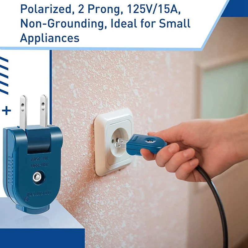 1Set Extension Cord Plug Replacement 2 Prong Electric Plug Rotatable Electrical Plug Extension Cord US Plug