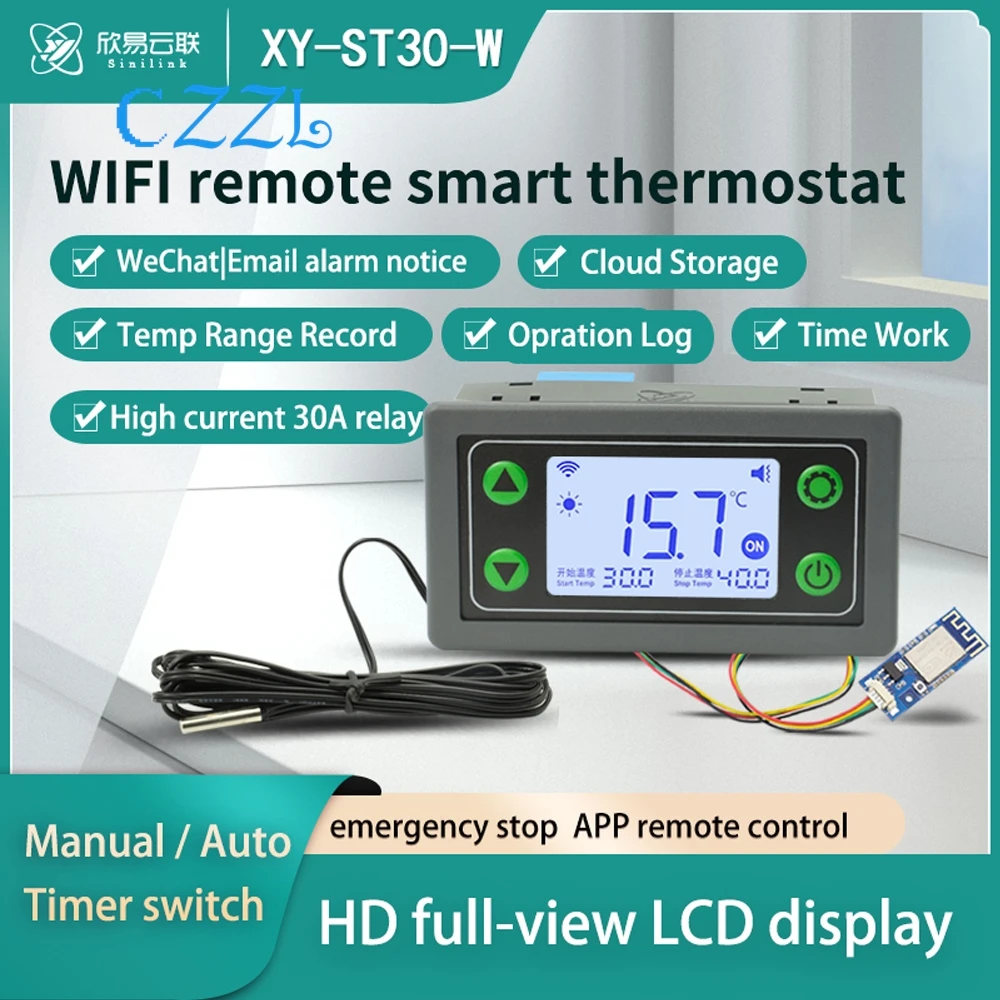 XY-ST30 30A WIFI Remote Thermostat Temperature Controller Module 6-30V Cooling Heating APP Temperature Collection