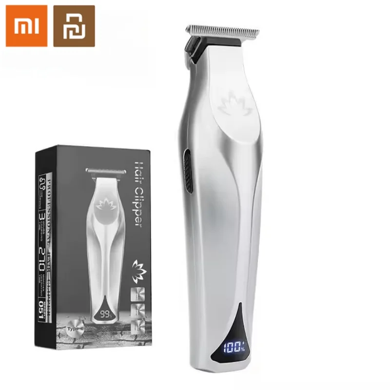 Xiaomi youpin todo o metal aparador de cabelo profissional 7500rpm aparadores de barba para barbearia prata alta velocidade display lcd aparador