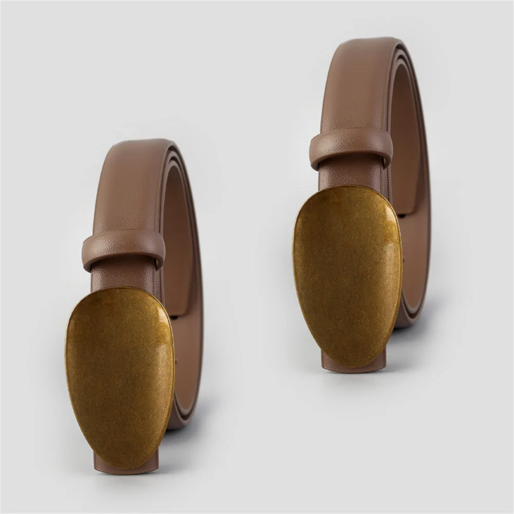 

Women's Genuine Leather Belt Cowhide Women's Belt Fashion Gold Color Buckle Matching Jeans Belt