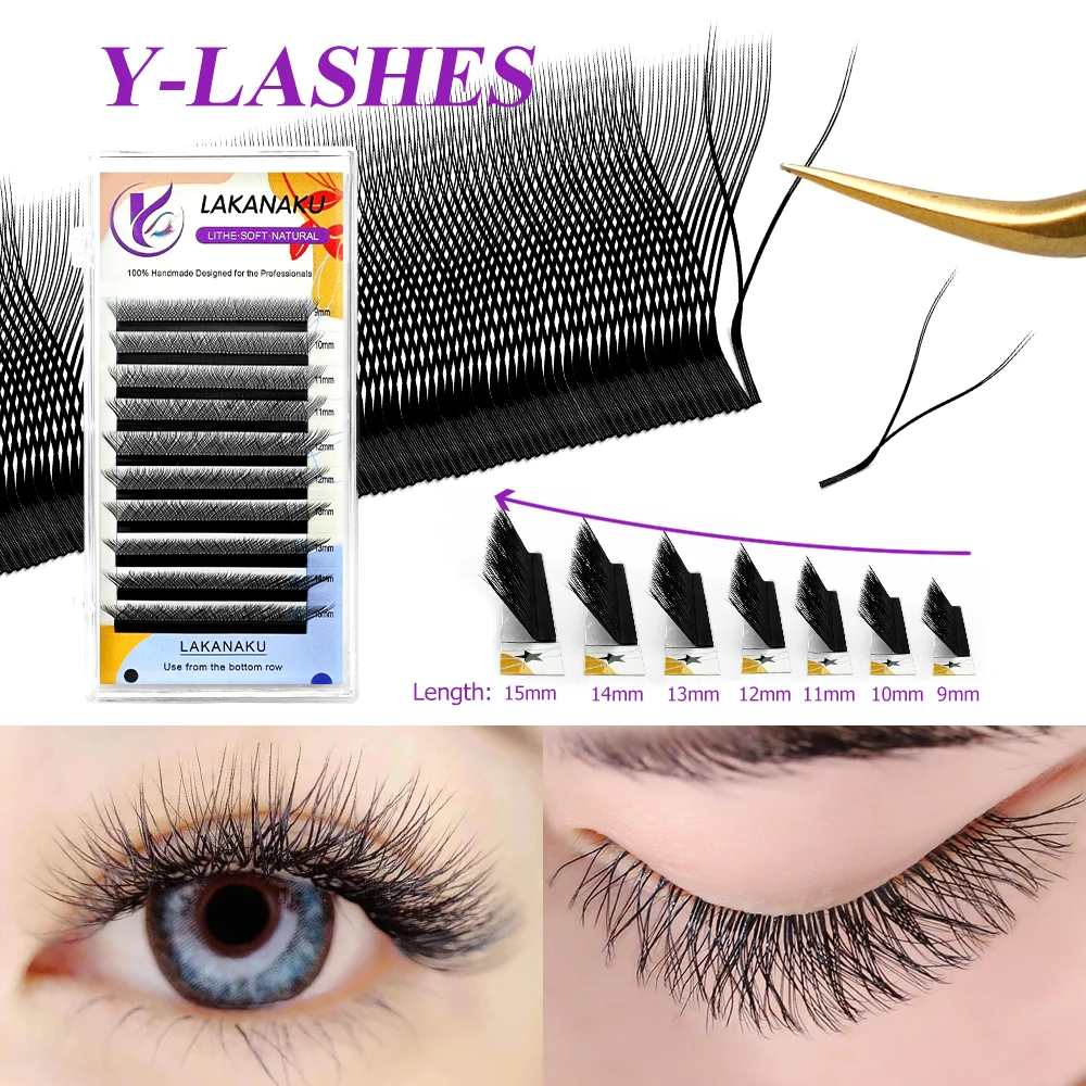 LAKANAKU YY C D L Shape Volume Lashes Y Eyelash Extensions Cilia and Brazilian Volume Cashmere Mink Eyelash Extensions Cilios YY