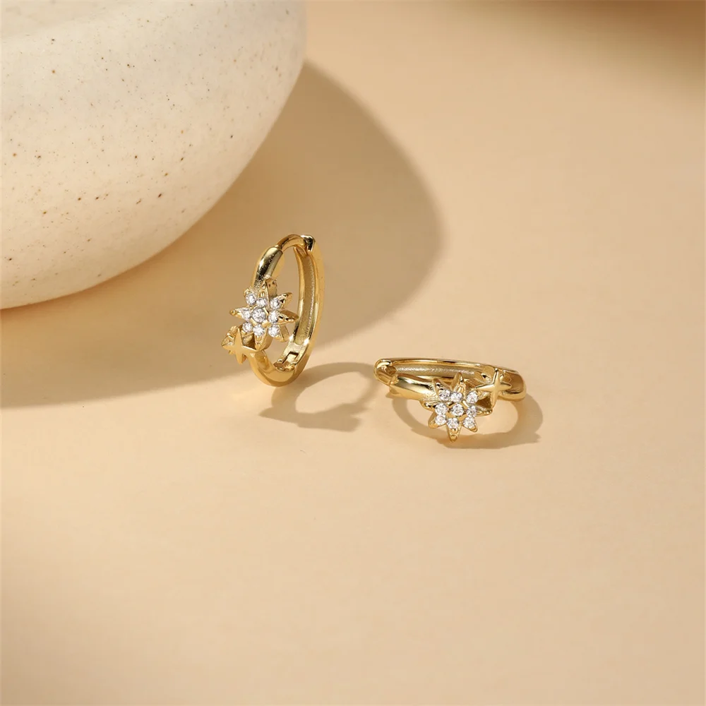 مساعد 925 فضة مثمنة ستار الحصان العين الزركون شرابة للنساء الكلاسيكية البوب الرياح ثقب الأقراط #3