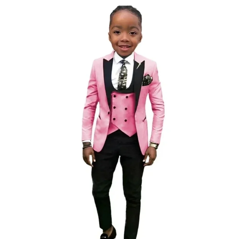 

Boys' Navy blue slim fit three piece set children's wedding party performance costume children's sports jacket vest pants