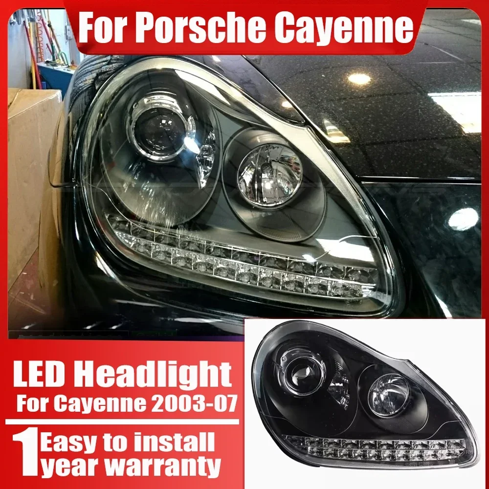 

2PCS Car Lights for Porsche Cayenne LED Headlight 2003 2004 2005 2006 2007 Head Lamp DRL Projector Lens Automotive Accessories