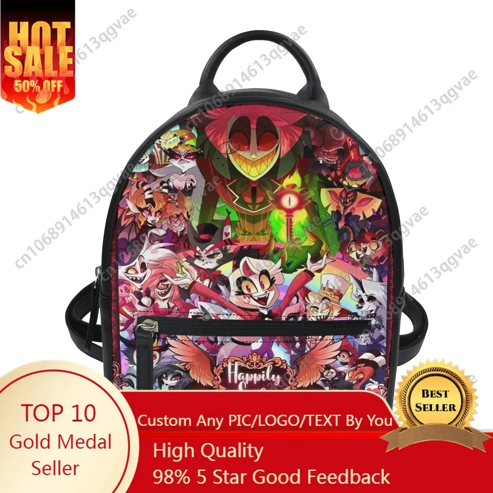 Hot Comics Hotel Hazbin Custom Backpack Purse Women Carter Schoolbags Double Shoulder Bag Mini Daypack Leather Travel Bag