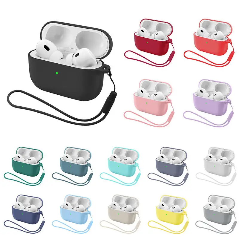 2 in 1 Liquid Silicone Earphone Case for Airpods Pro 3 2 2nd Generation Air Pods 5 4 1 3rd Pro3 Pro2 Gen Strap Cover Accessories