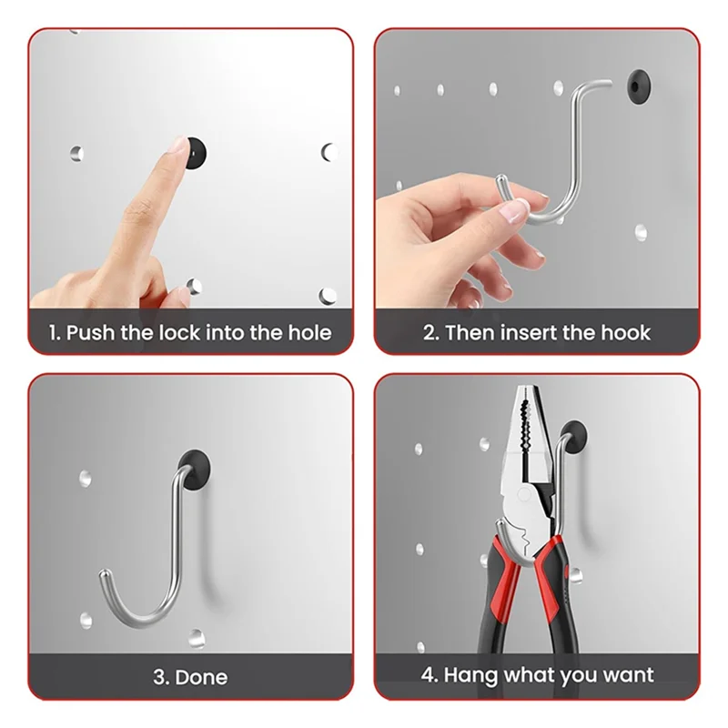 ABFI مناسب للوحة الوتد 1/4 بوصة - لـ 100 قطعة من أقفال خطاف Pegboard مع سدادات لمنع السقوط من السقوط