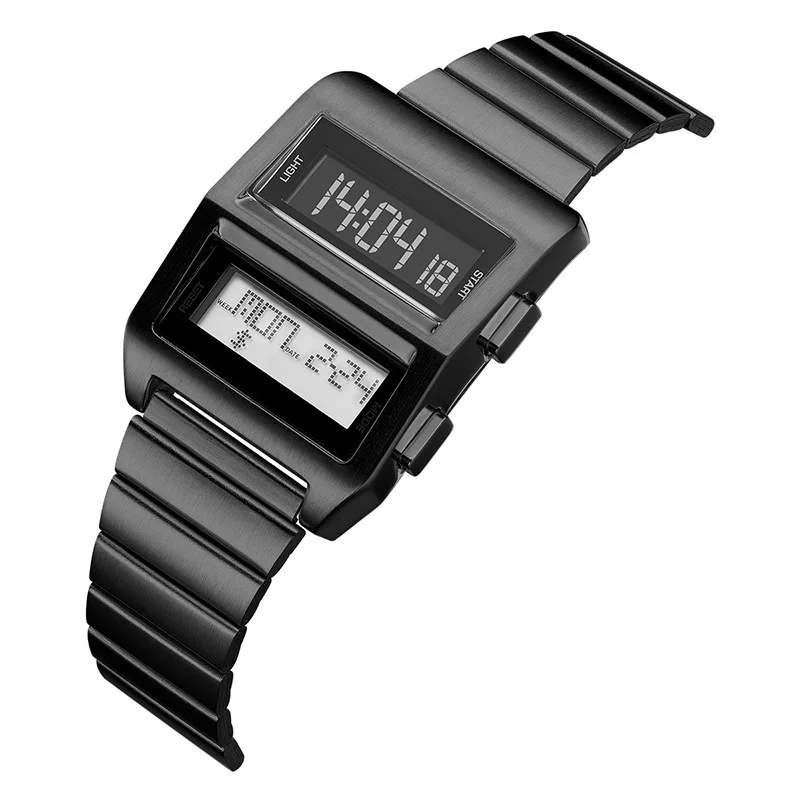 Dual-screen matrix timepiece 2 LCD displays blend vintage digital futuristic merging nostalgia BenlyDesign Technology Watch