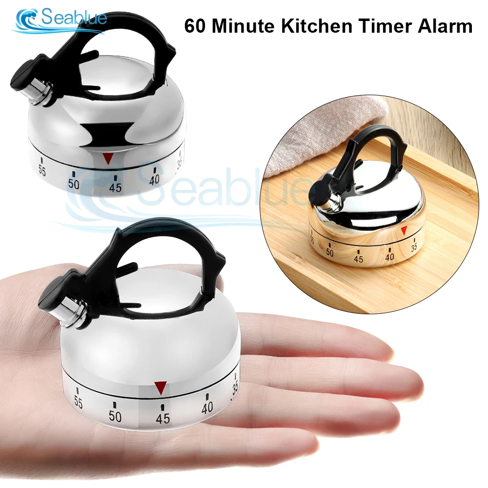 1pc Creative Kitchen Mechanical Timer Plastics Kettle-Type Timer 60 Minutes Student Timing Baking Cooking Reminder