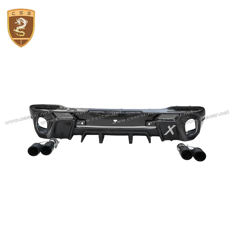Rear Diffuser Lip with Exhaust Tips Back Bumper Protector Carbon Fiber Accessory For Benz GLE Couple 2020 2021 2022 Larte Style