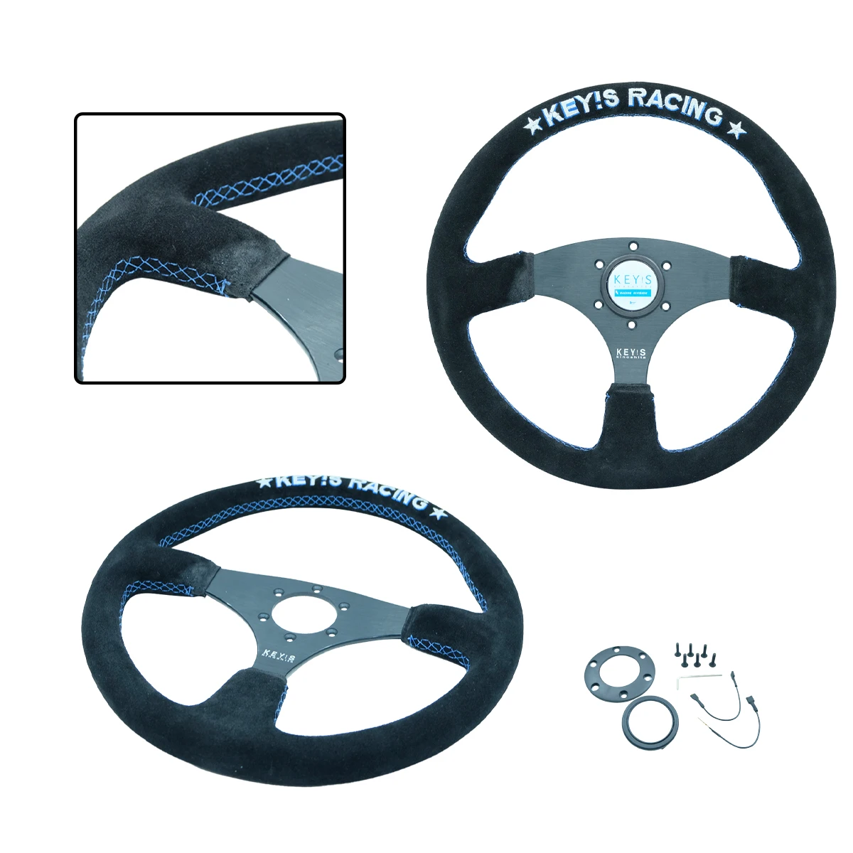 

Гоночный руль KEYS Racing 14 дюймов (350 мм), плоский, из замши, для игр, аксессуар для модификации