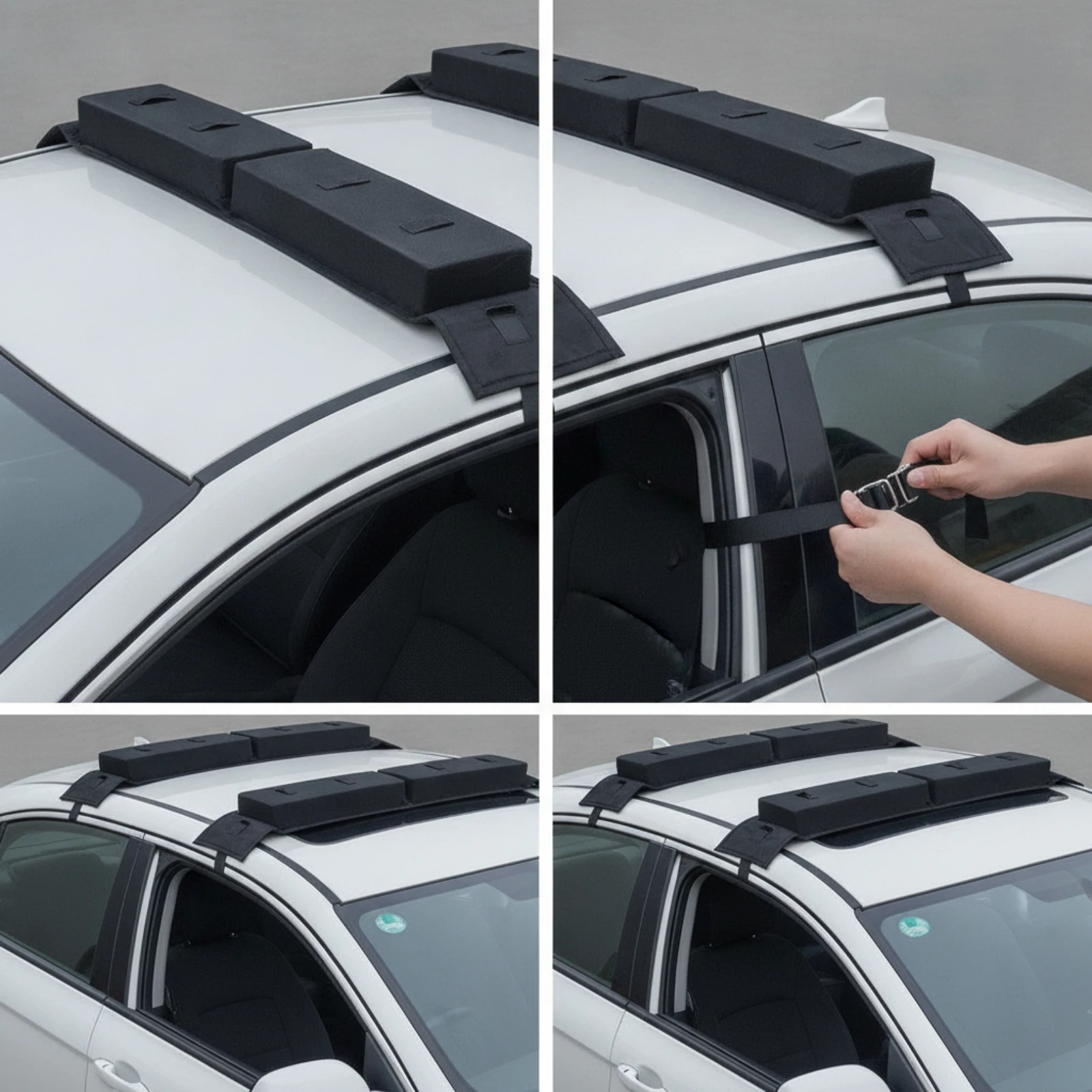 2 Pieces Car Roof Soft Rack Padded Soft Roof Rack with Straps Long-Lasting Heavy-Duty for Kayakers, Road Trips