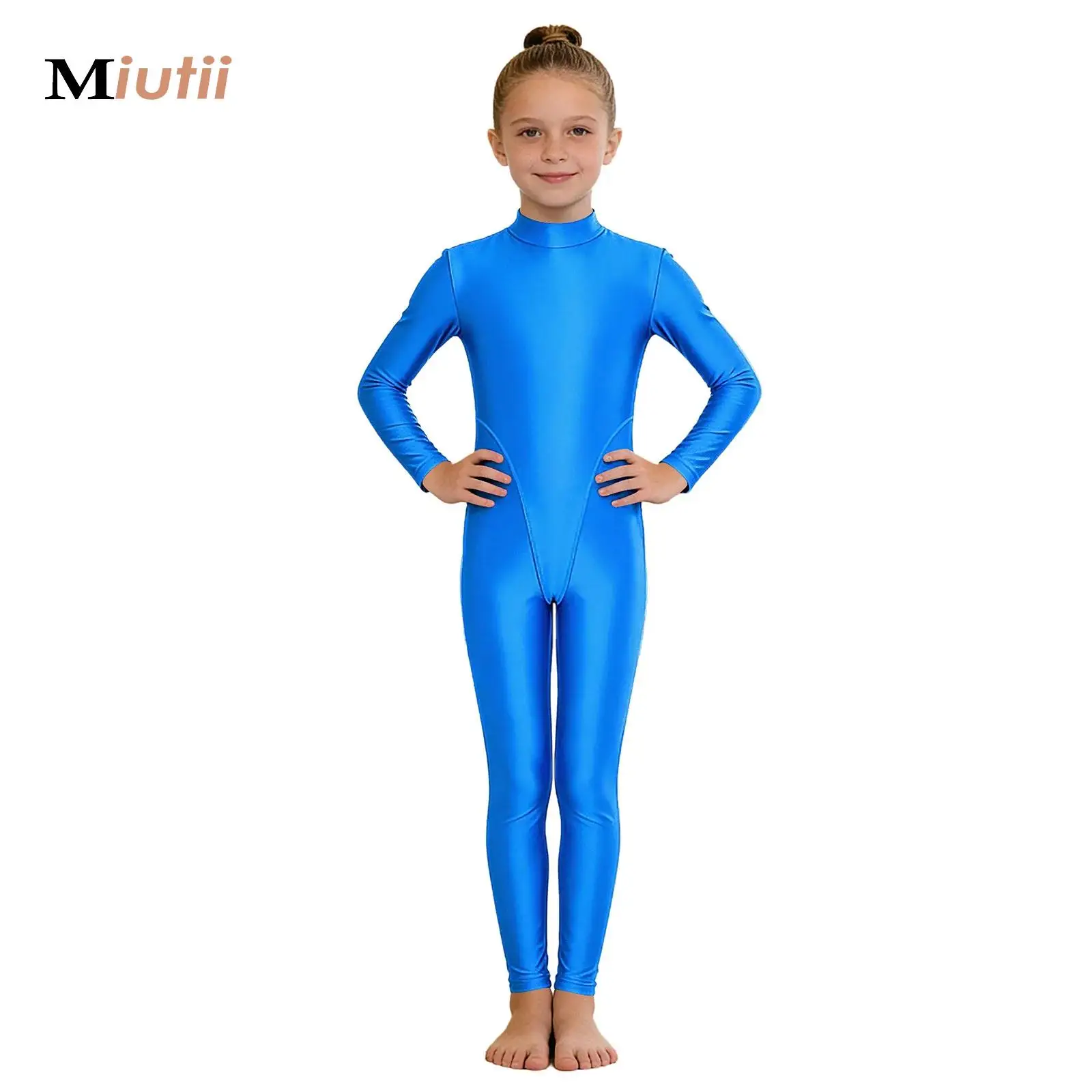 

Kids Glossy Long Sleeve Leotard Ballet Dance Leotards Gymnastics Jumpsuit for Girls Children's Dancewear Exercise Costumes