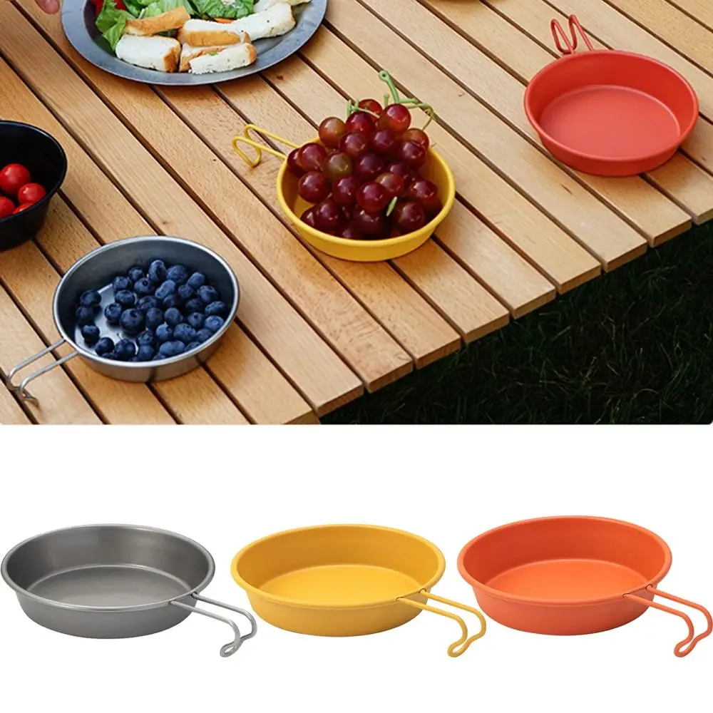 Folding Handle Portable Cooking Plates 304 Stainless Steel Multifunctional Carry Fold Camping Bowl Durable Rust-proof