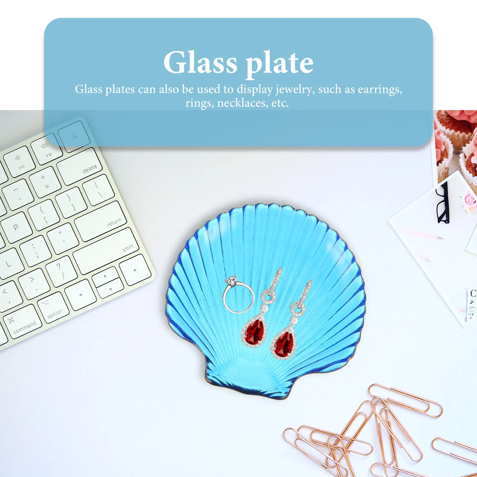 

Shell Shape Glass Plate Exquisite Food Trays for Wedding Fruit Display Multi-Function Kitchen Storage Accessory