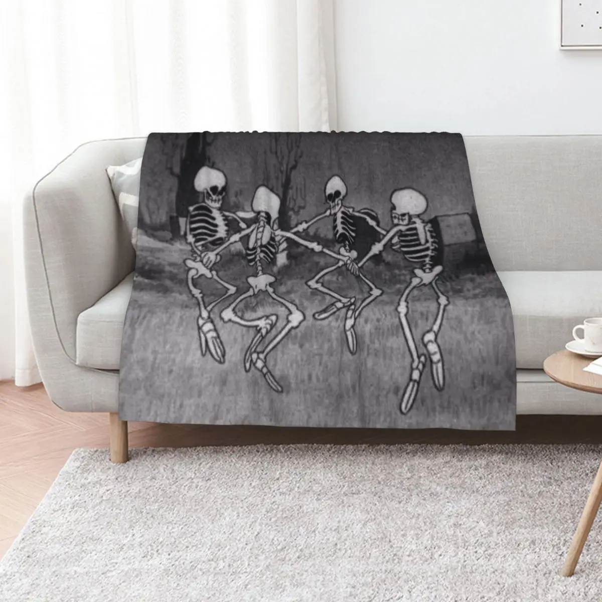 Old Cartoon Dancing Skeletons Throw Blanket Soft Beds Luxury Throw manga cosplay anime Soft Vintage Blankets