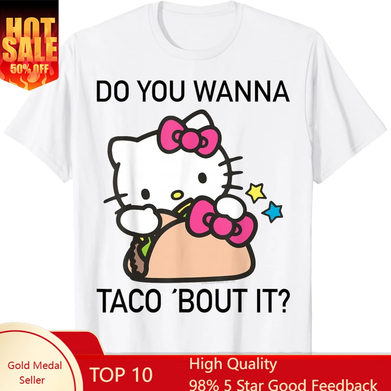 

Hello Kitty Taco 'Bout It Tee Shirt T-Shirt Women Girl Tshirt Female Children Short Sleeved