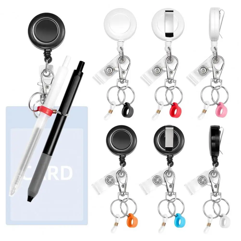 

Keychain Stretchable Badge Scroll Keychain Flexible Keyring with Lobster Clasp Pen Holder Stainless Steel Silicone Key Chain
