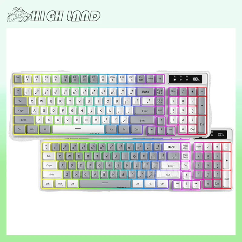 

NPET K201 Membrane Keyboard USB Bluetooth Wireless Keyboards ABS Keycaps 100 Keys RGB 2.4g 3mode Blacklit Gaming Keyboard Gift