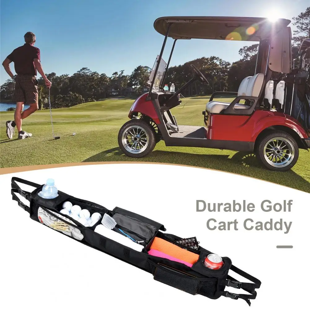 Golf Cart Basket Foldable No-drill Cup Holder Tray With Insulated Holders For Club Car Electric Carts (Front Mount)