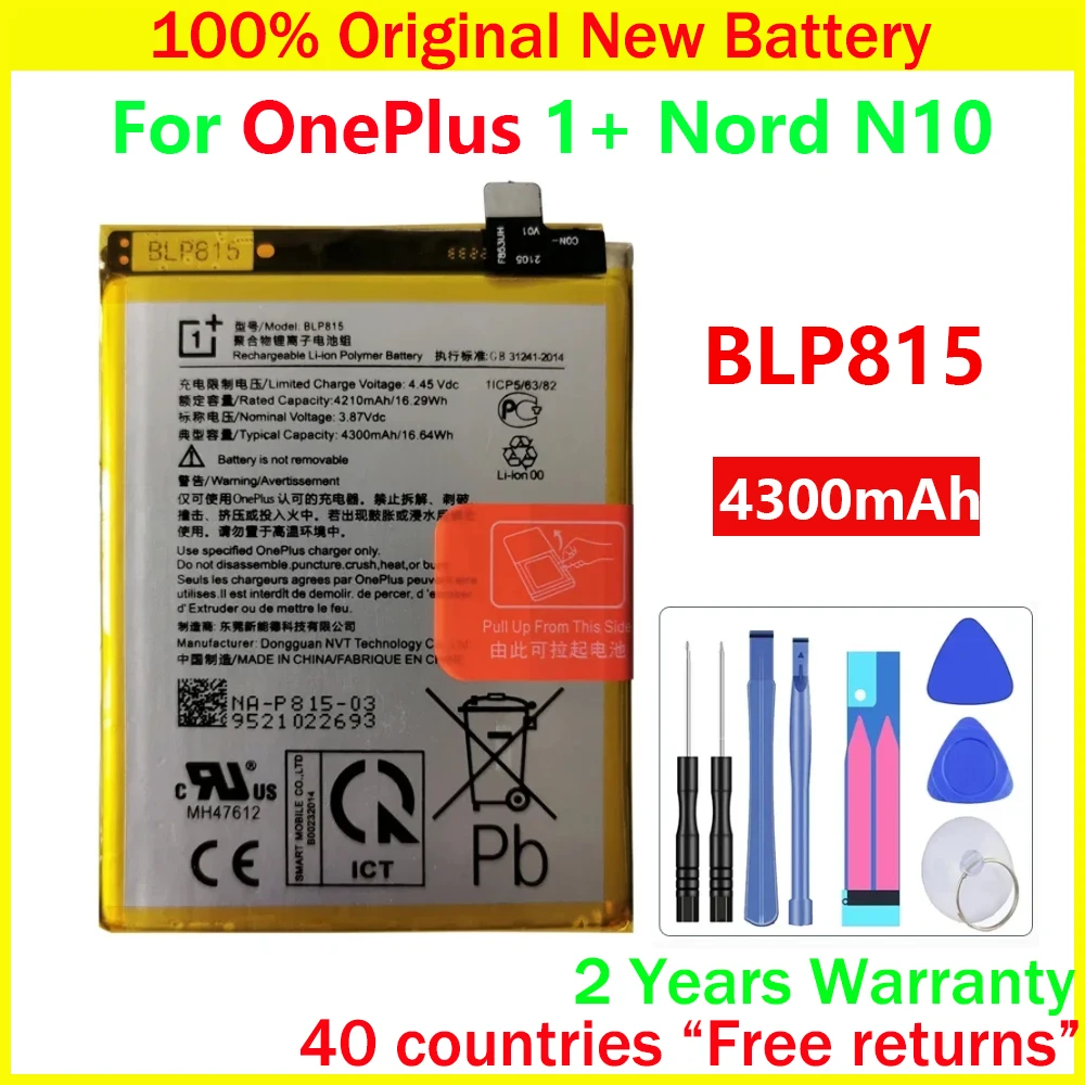 

New Original BLP815 One Plus 1+ Original Battery For Oneplus Nord N10 5G 4300mAh Replacement Batteries With Free Tools