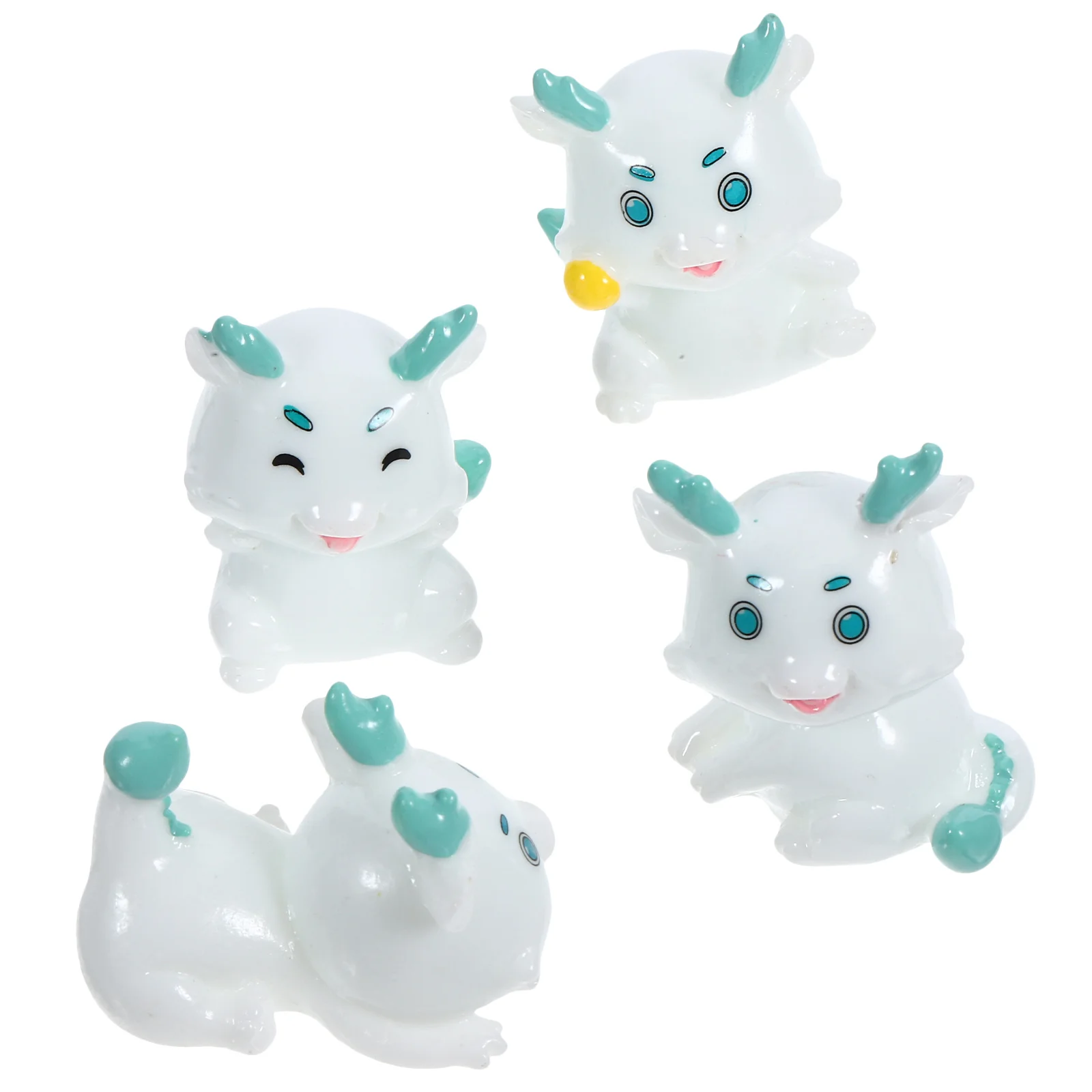 

4Pcs Miniature Decor Resin Craft Exquisite Hand-Painted Small Dragon Statues Desktop Office New Year Gift