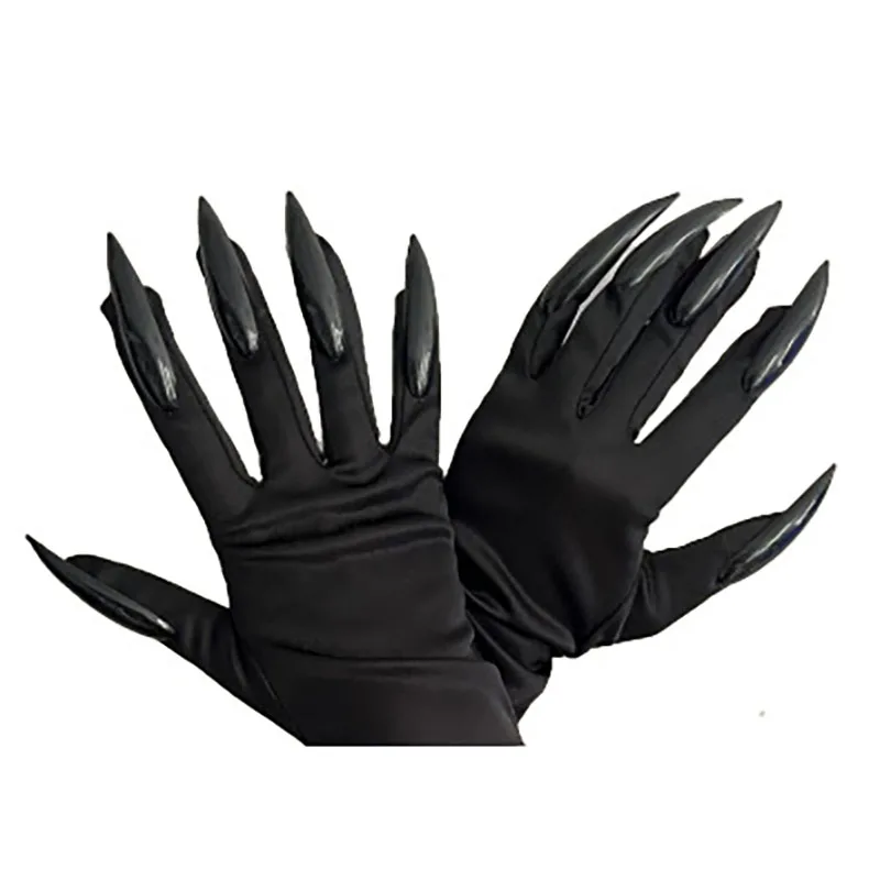 Disfraz divertido de bruja para fiesta, accesorios de miedo para Halloween, guantes góticos de uñas largas, mitones con garras, accesorios de Cosplay