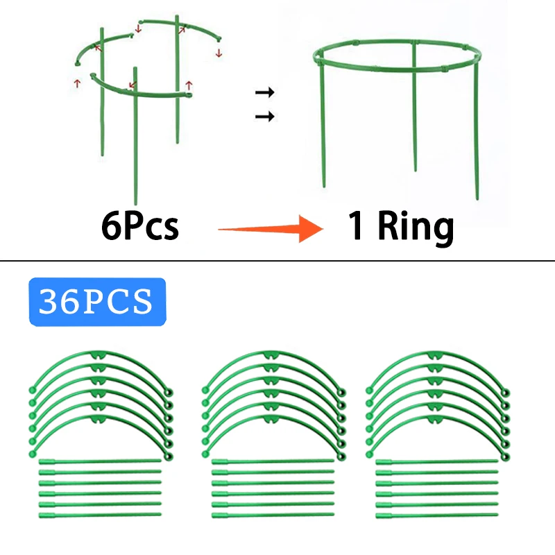 Plant Ondersteuning Stakes Halve Cirkel Trellis voor Potplanten Bonsai Wijnstok Bloem Ondersteuning Vaste Staaf Clips Tuingereedschap 6-36 Stuks