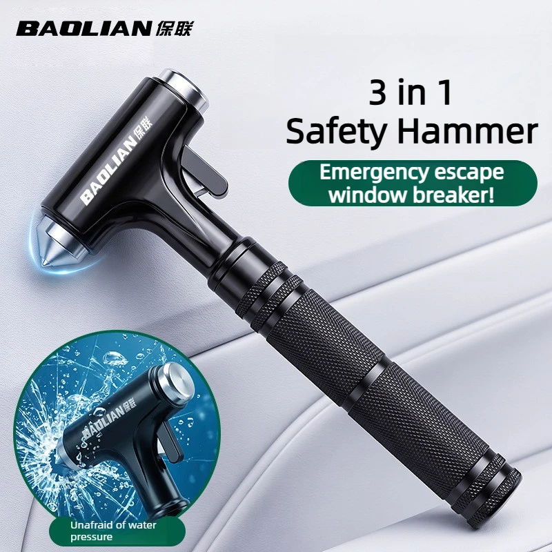 3 in 1 Car Safety Hammer Window Breaker Seat Belt Cutter Emergency Escape Tool Vehicle Rescue Life Saving Kit Survival Essential