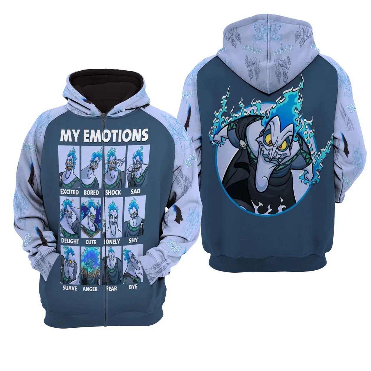 Sudadera con capucha con estampado 3d de Hades Evil villanos para hombres y mujeres, Sudadera con capucha de moda de Hades de Disney, sudadera con cremallera informal