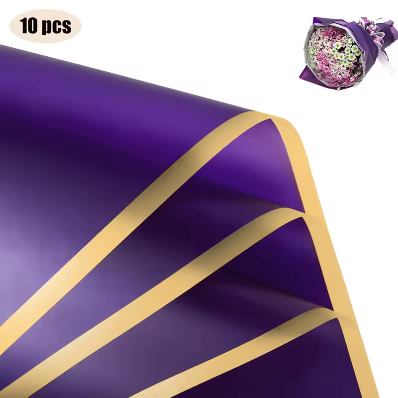 10 Sheets Flower Wrapping Paper with Golden Edges, Waterproof Bouquet Packaging - Ideal for DIY Weddings & Birthdays - Image 22