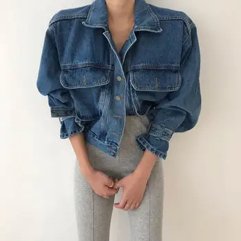 Women’s Y2K Puff-Sleeve Cropped Denim Jacket 5 Coats Jackets Women Top 2022 Sexy Puff Long Sleeve Y2k Clothes Cropped Jacket Streetwear Women's Denim Shirt 5