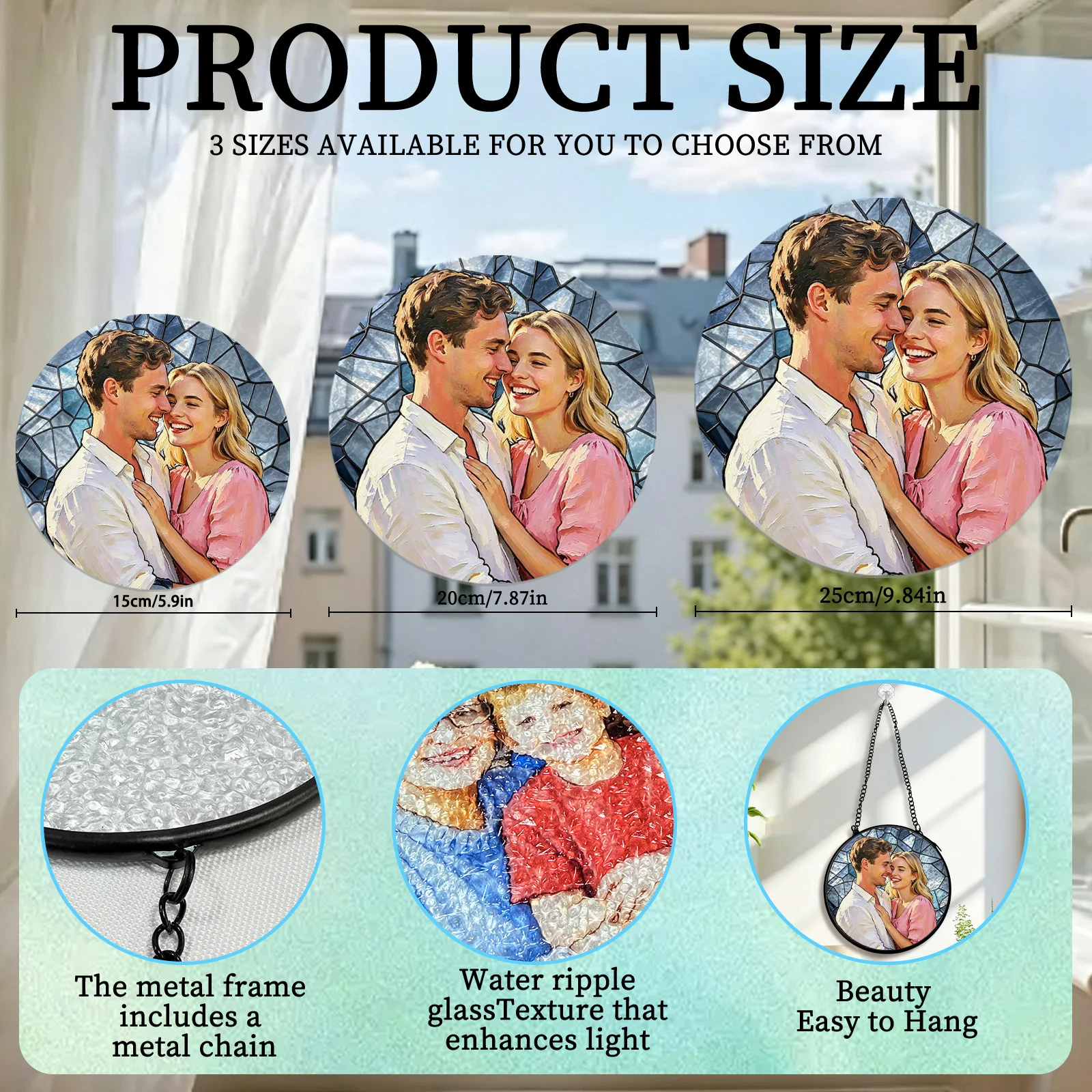 1 pc Personalized Rainbow sun catcher with chain For Anniversaries Girlfriend/Boyfriend's Birthday,Family,Your Lover,Dining Room view 2
