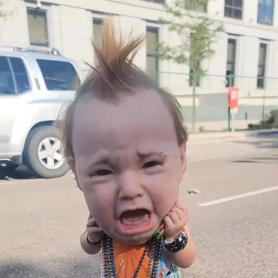 Crying Punk Baby Masque Creepy And Hilarious Latex Head Masque, Latex Head Cover For Halloween Cosplay Costume Dropshipping