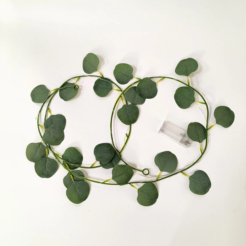 2M Eucalyptus Garland with LED Light Artificial Garland String Wall Decor Eucalyptus Leaves Vines Plant for Wedding Decor