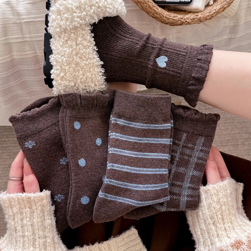 

Носки для девочек-подростков, зимние и осенние, красные в полоску, 5 пар/лот, горячая распродажа, новинка, носки для девочек, для детей и студентов.