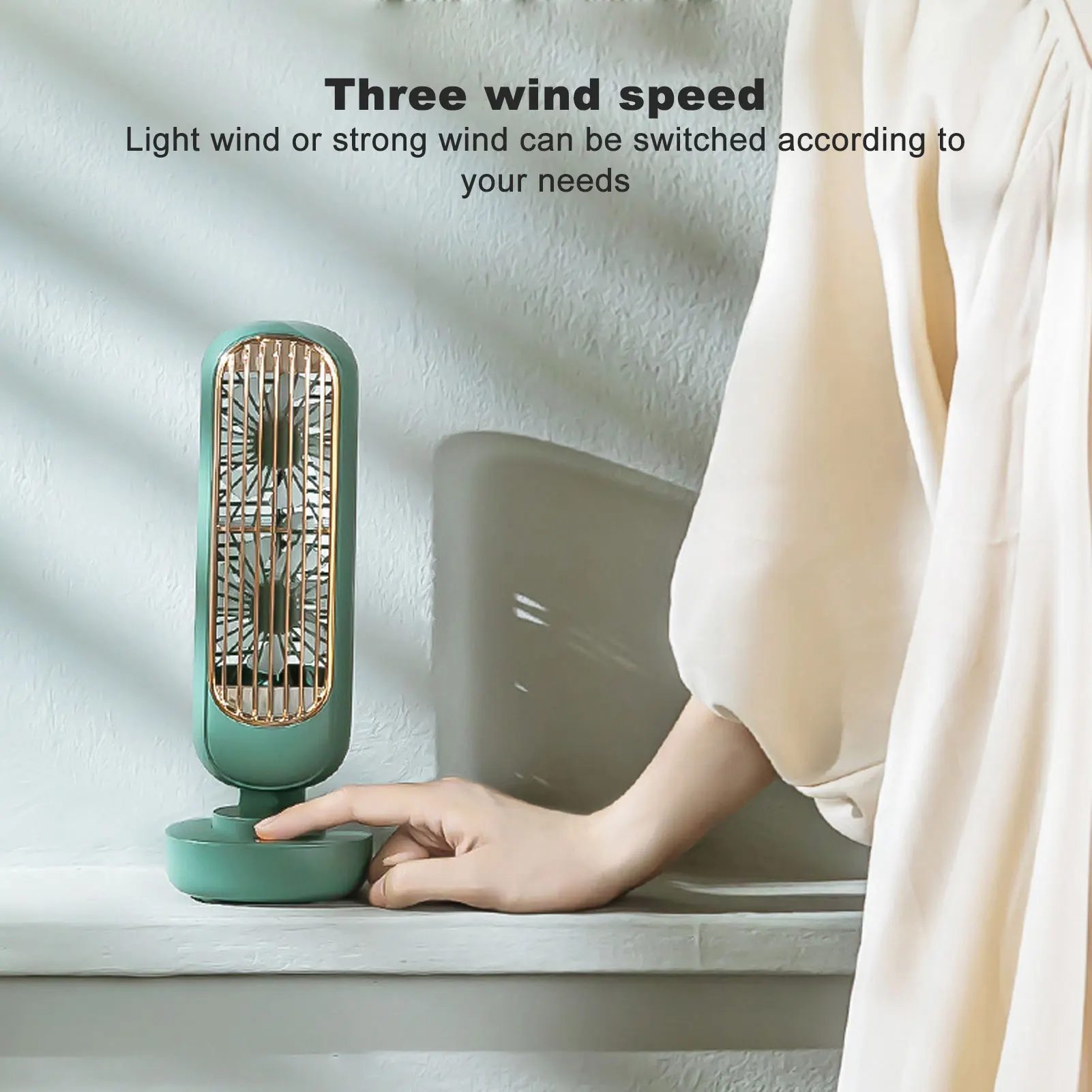 Portable Desk Fan, Table Fan, Air Circulation USB Rechargeable 3 Wind Speed Portable Desk Fan for Car Home Bedside Table