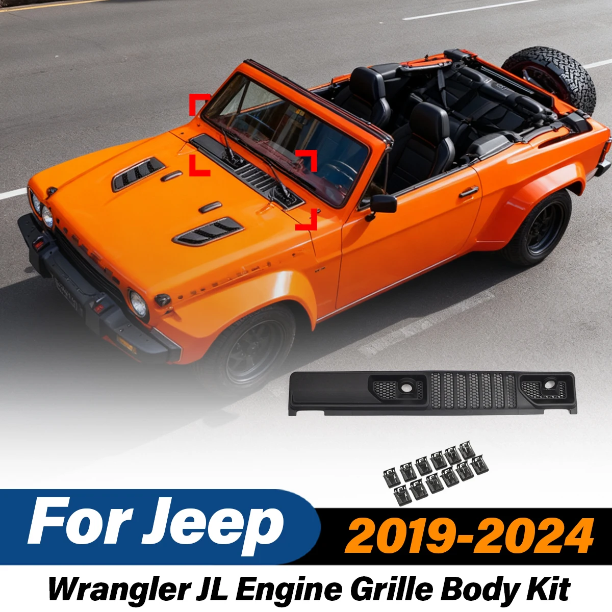 

For Jeep Wrangler JL 2019 2020 2021 2022 2023 2024 Automobile Engine Grille GLADIATOR ABS Wiper Damper Body Modification Kit