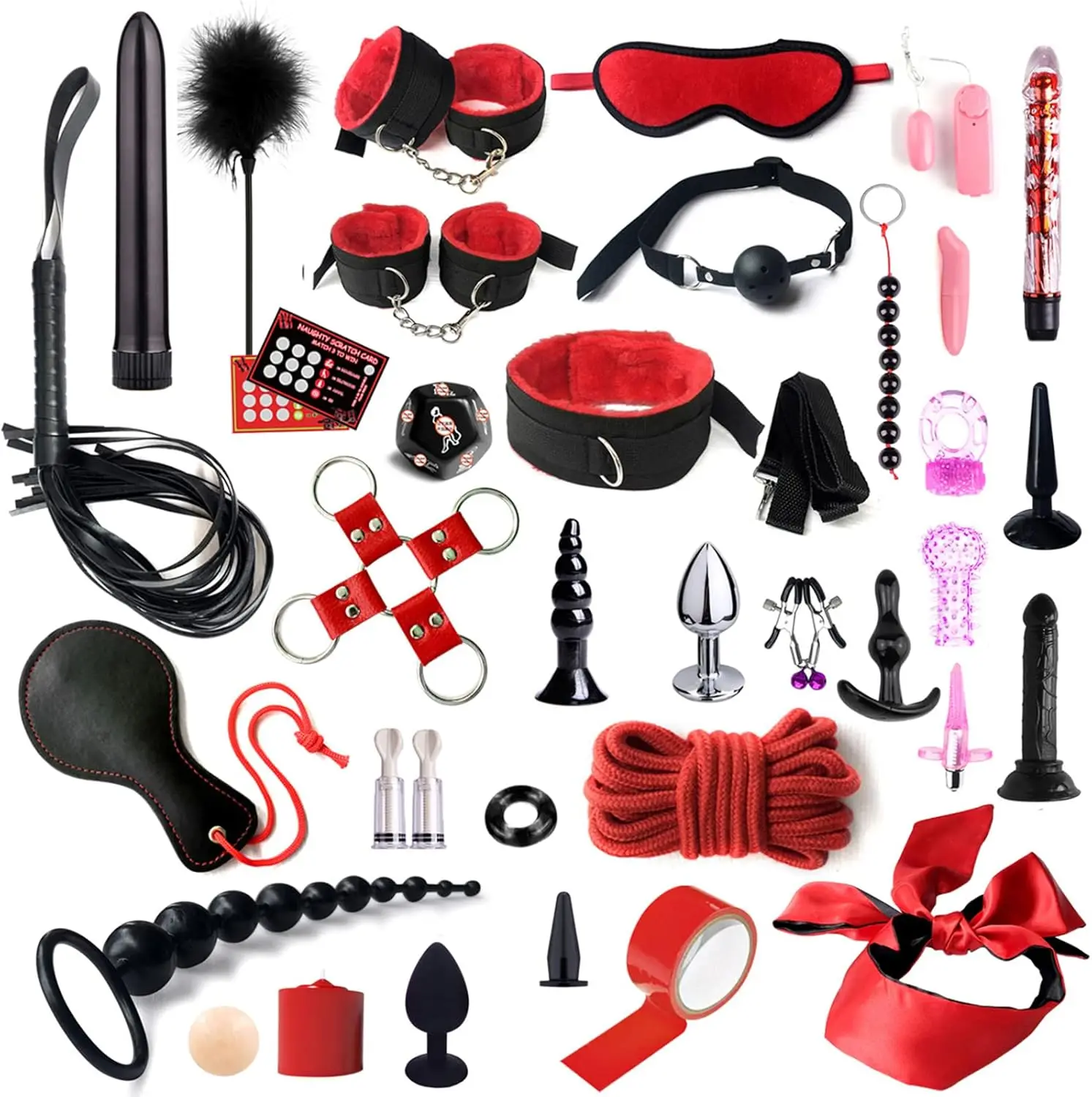 

Bondage BDSM Handcuffs Adult Bedroom, 35pcs Bondage Restraints Sets, Webbing Straps Anal Plug Sexual Toys Set