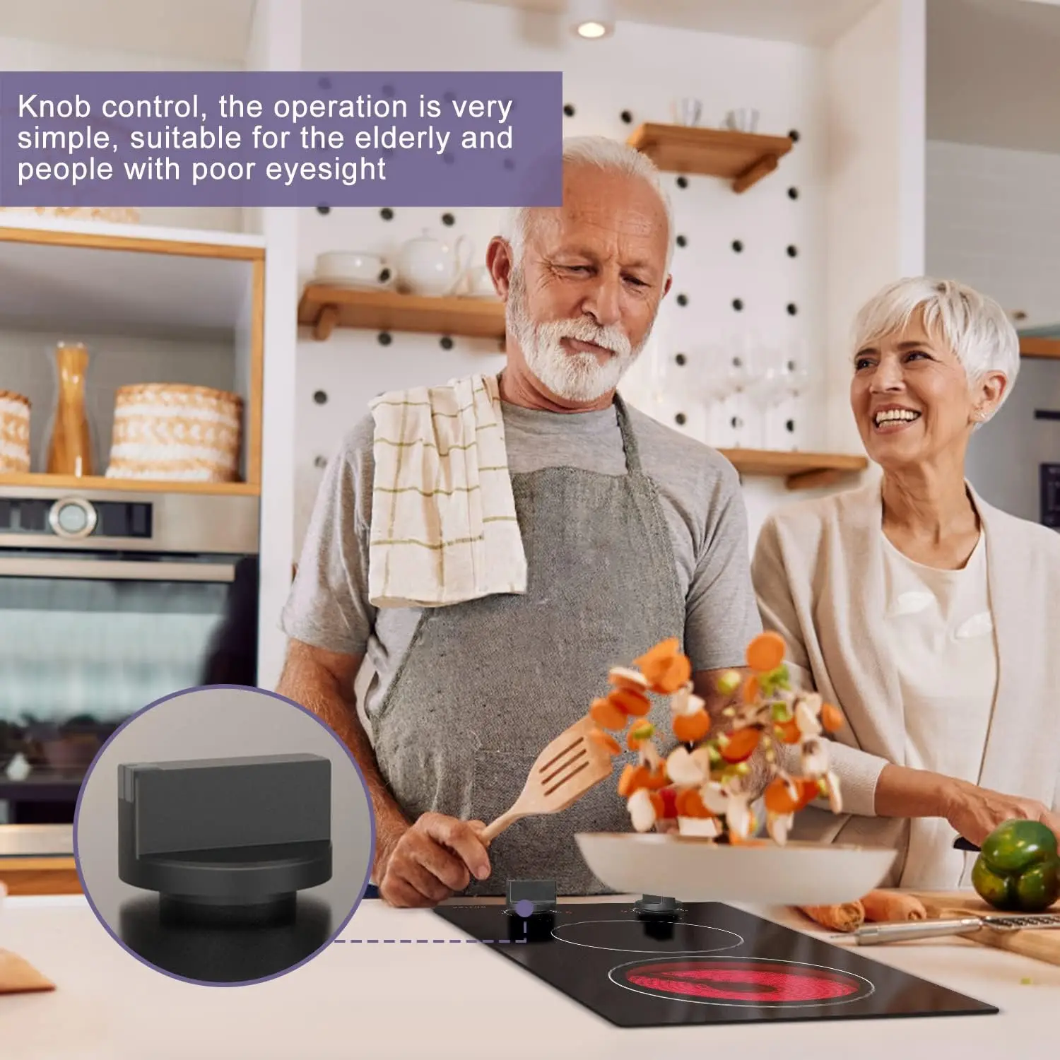 نوكستون 110 فولت موقد سيراميك كهربائي 2 شعلة، توصيل 12 بوصة، 2000 وات، استخدام مدمج أو عداد، 9 مستويات طاقة، تحكم في المقابض