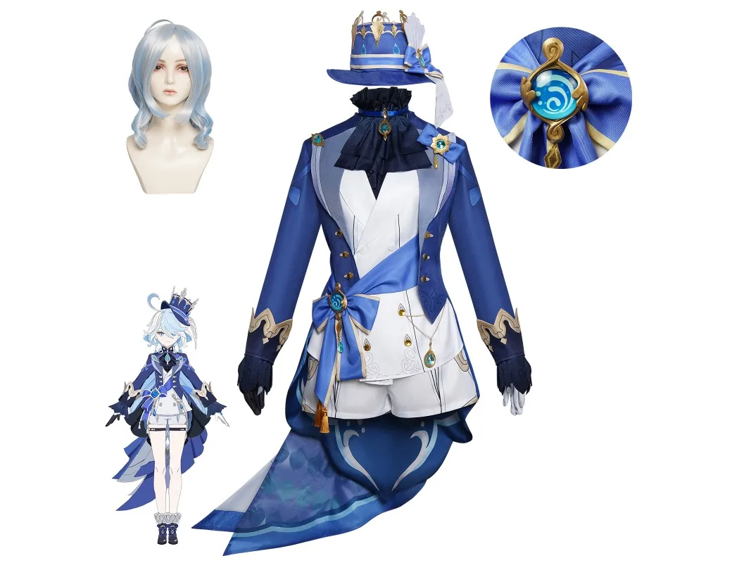 

Genshin Impact Furina Cosplay Costume Fontaine Hydro Archon Outfit Focalors Cosplay Costume for Anime Performance
