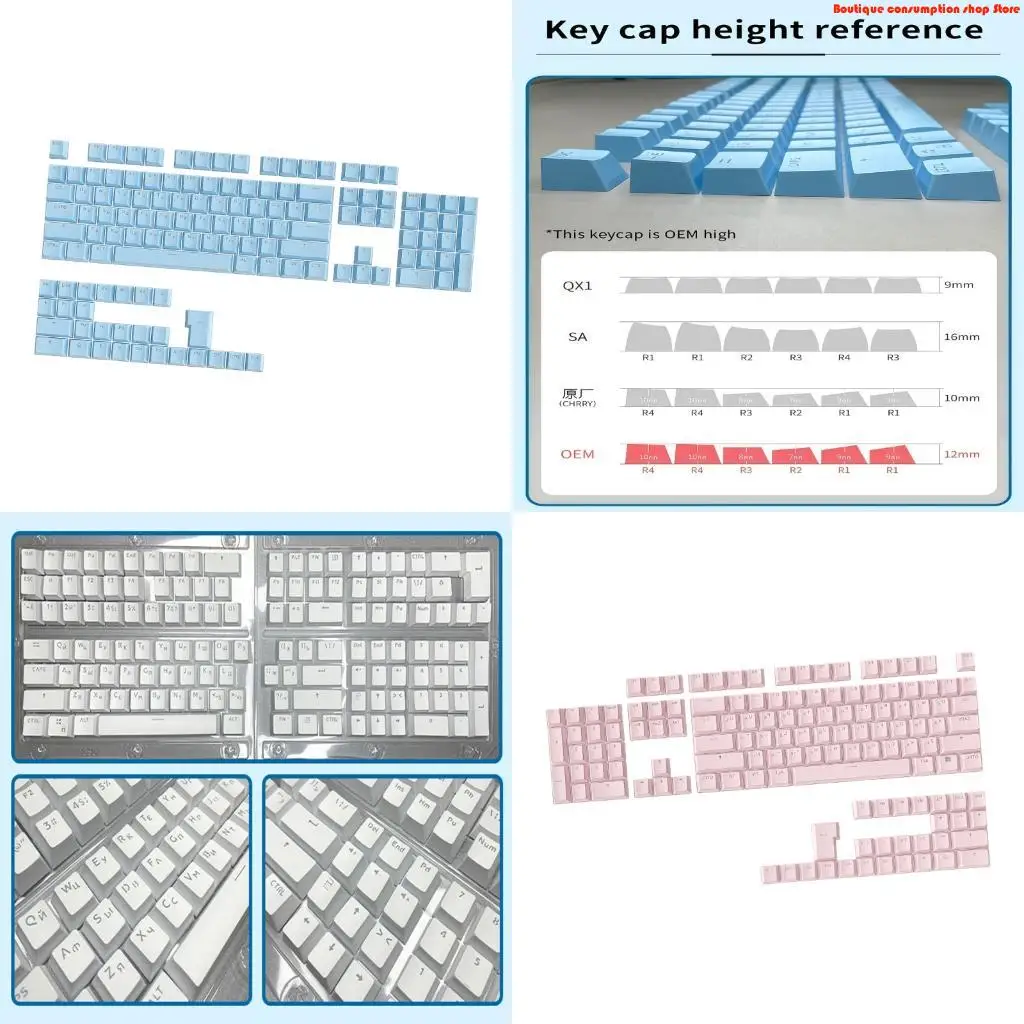 L9NA 104Keys ABS Keycap Russian Lettering OEM Profile Backlit for Mechanical Keyboards