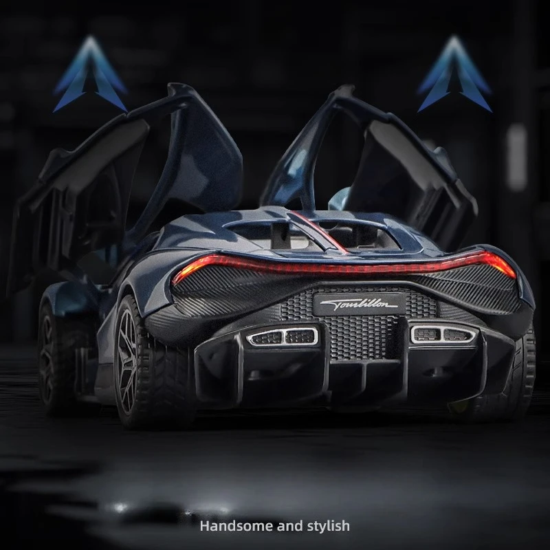 1:32 Bugatti Tourbillon supercoche simulación Diecast Metal aleación modelo coche sonido luz tirar hacia atrás colección niños juguetes regalos