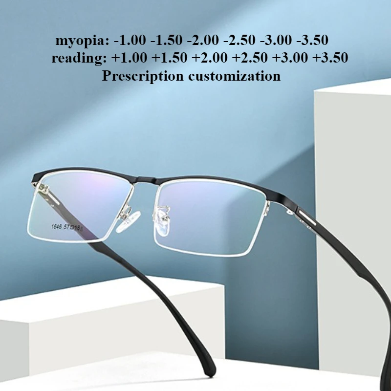 

57-18 Новые высококачественные деловые мужские прямоугольные антисиние очки для чтения, линзы по рецепту для близорукости и астигматизма