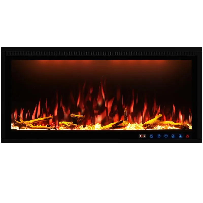 40GP Inch Modern Indoor Media Electric Fireplace Heater App Wifi Control Remote Agro LED Real Flame Light Royal Slim