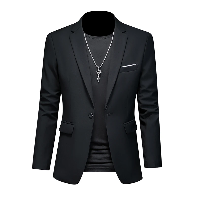 Plus Size 6XL-M Fashion Mens Solid Color Suit Jacket High Quality Business Slim Fit Casual Blazers Formal Social Wedding Tuxedo