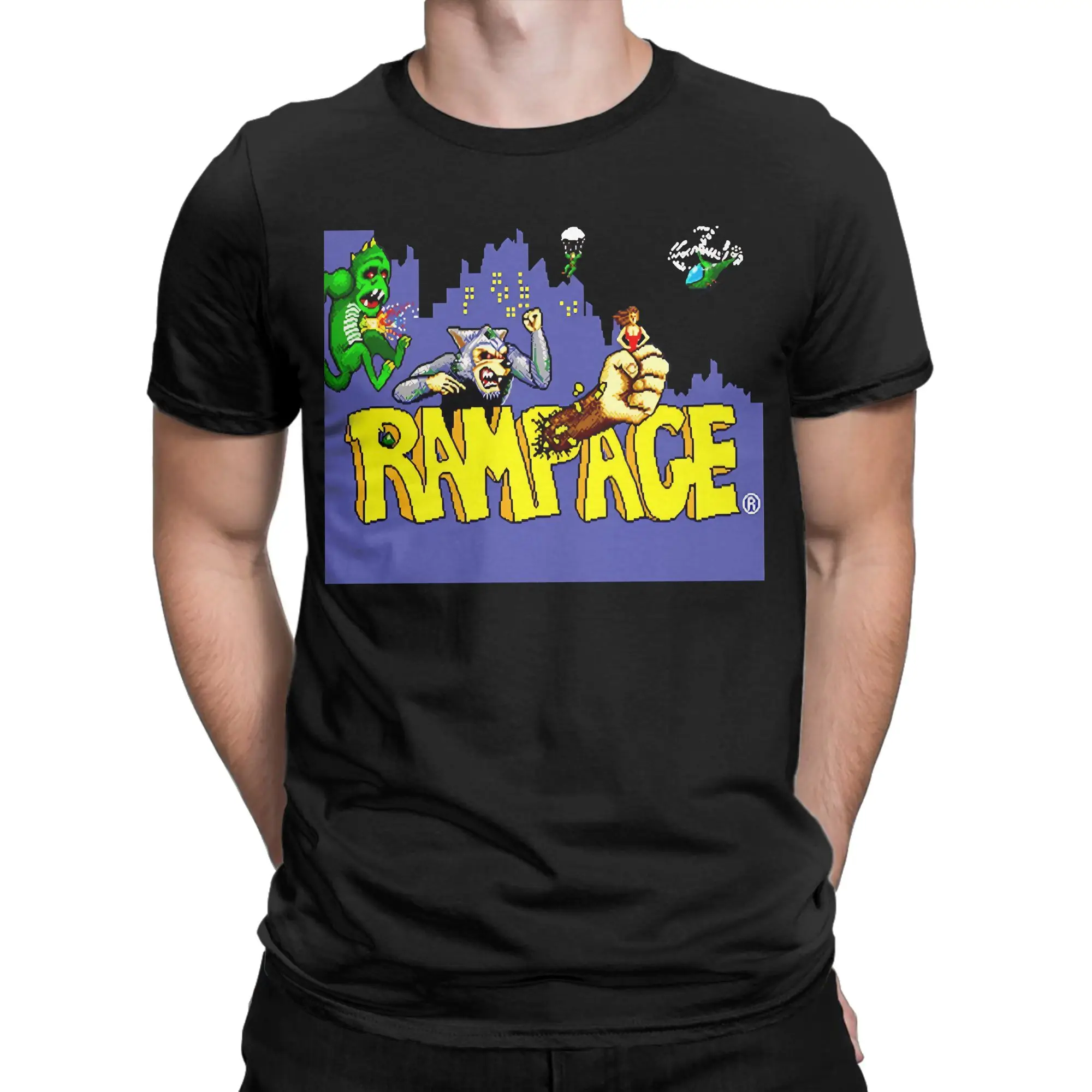 Cartoon Mutant Beast  Classic Rampage Novelty 100% Cotton T-Shirt Tees Tops For Men